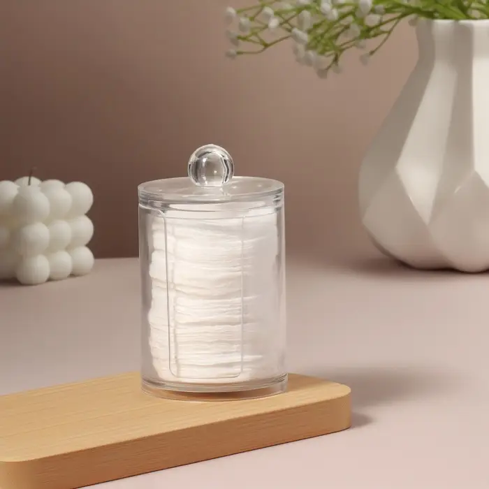 Органайзер для ватных дисков, с крышкой, d=6.7&times;11 см, прозрачный