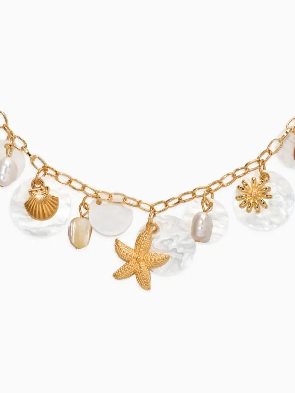 Колье "Летний вайб" ракушка, цвет белый в золоте