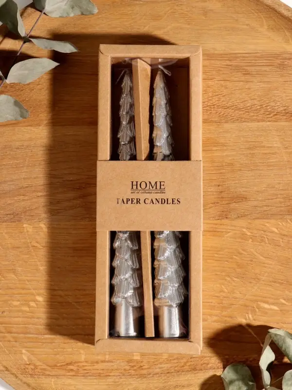 Набор новогодних свечей Набор новогодних свечей "Ель" 1,9х1,9х20 см, 2 шт, серебро