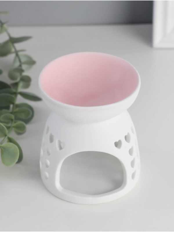 Аромалампа керамика  Аромалампа керамика "Узор из сердец" белый МИКС 8х8х9,3 см