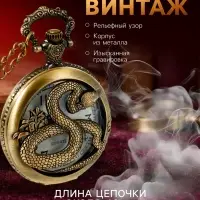 Часы карманные &laquo;Змея&raquo;, кварцевые, длина цепочки 40 см, циферблат d=4.5 см, медные