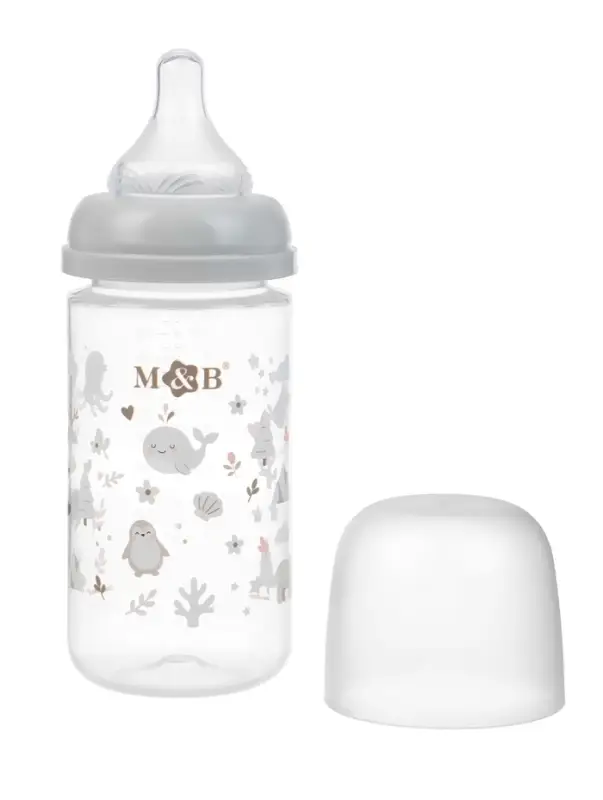 Бутылочка для кормления M&B, ШГ &Oslash;50 мм, +3мес., 260 мл., набор 2 шт. в кор.