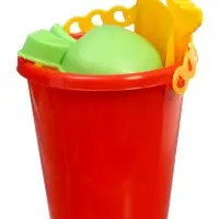 Набор для игры в песке (Ведро 1л, 4 формочки фрукты-ягоды, грабельки и лопатка)