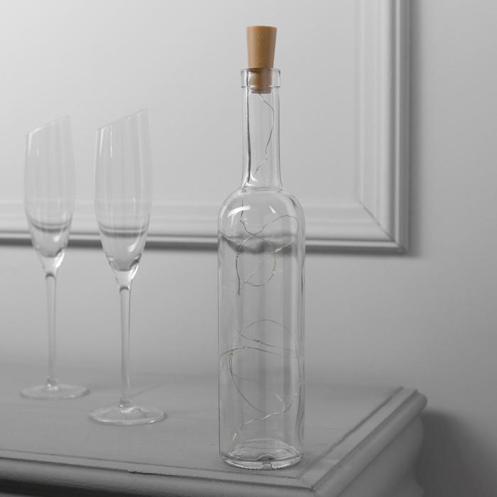 Гирлянда «Нить» 1 м роса с пробкой, IP20, серебристая нить, 10 LED, батарейки LR44х3 (в комплекте), свечение белое