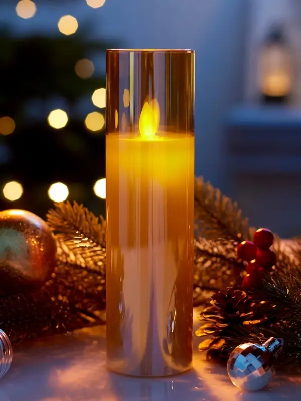 Светодиодная свеча &laquo;Золотистая&raquo;, 20&times;5.5 см, от батареек AAx2, свечение тёплое белое
