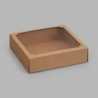 Коробка складная, крышка-дно,с окном, крафт, 30 х 30 х 8 см