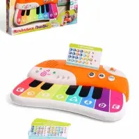 Музыкальное пианино детское ZABIAKA, сенсорное, звуковые и световые эффекты, карточки для обучения