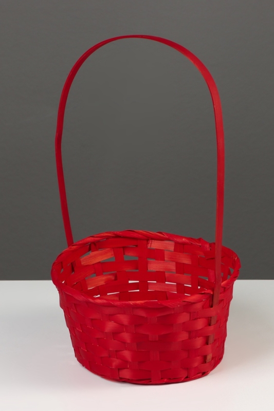 Корзина плетёная, 20×20×9 см, ручка h=25 см, бамбук, красная