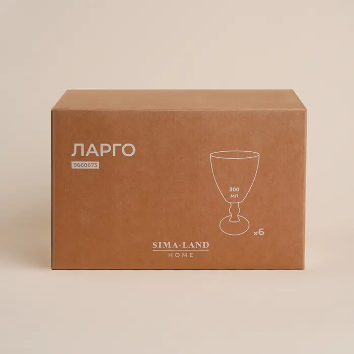 Бокалы для вина SL Home &laquo;Ларго&raquo;, 300 мл, 9&times;17 см, набор 6 шт., стекло, прозрачные