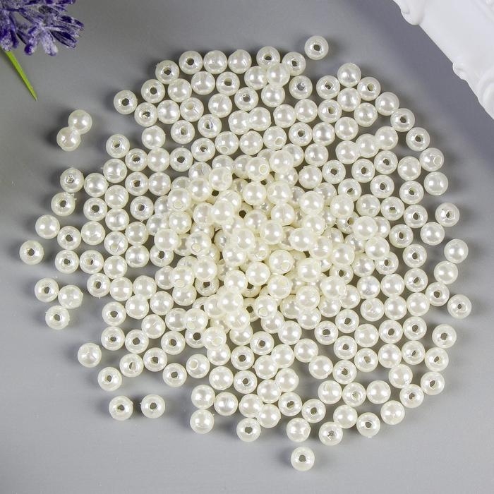 Бусины для творчества пластик Бусины для творчества пластик "Жемчужные" набор 20 гр d=0,5 см
