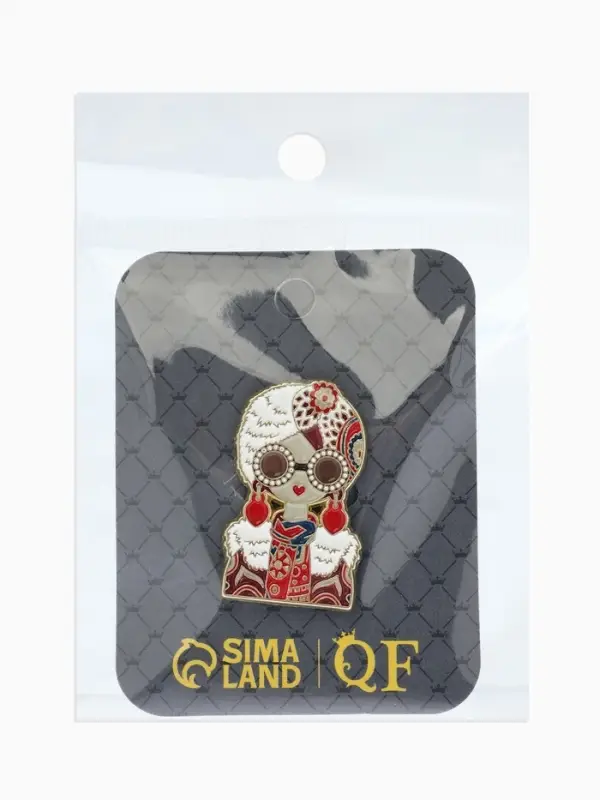 Значок "Русская красавица" с серьгами, цветной в золоте