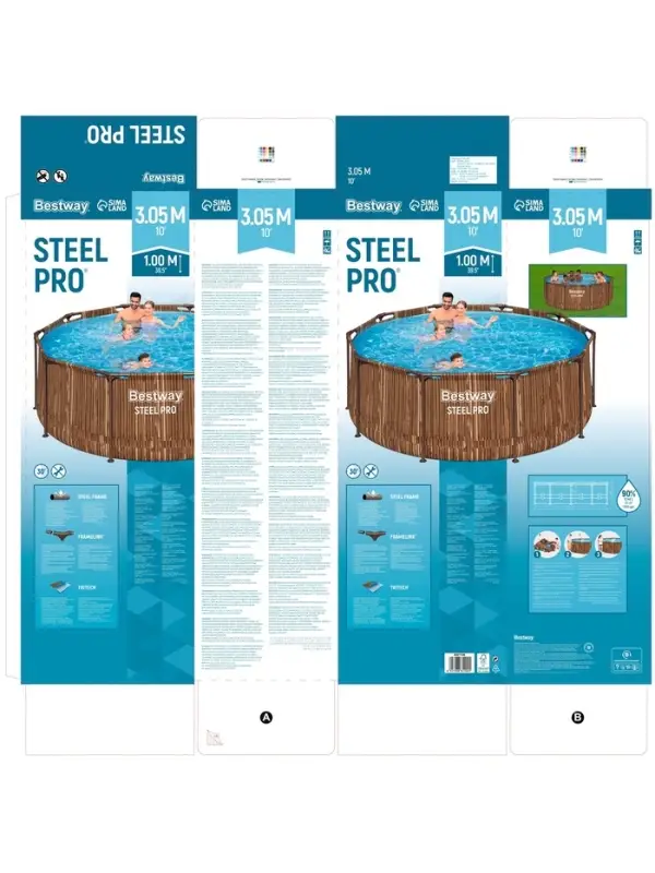 Бассейн каркасный Steel Pro, 305&times;100 см, круглый, цвет рейка, 561VM Bestway