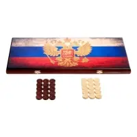 Настольная игра нарды с шашками &laquo;Герб России&raquo;, деревянные большие, 60&times;60 см