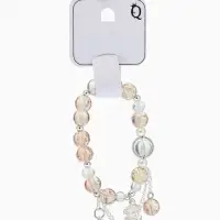 Браслет с подвесками "Сахарный" ракушка, шар №10/8, цвет шампань в серебре