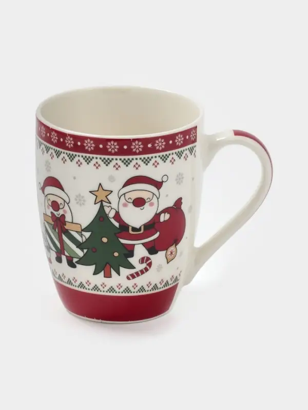 Кружка Доляна &laquo;Новогодний подарок&raquo;, 370 мл, 12&times;8.5&times;10.5 см, фарфор, белая