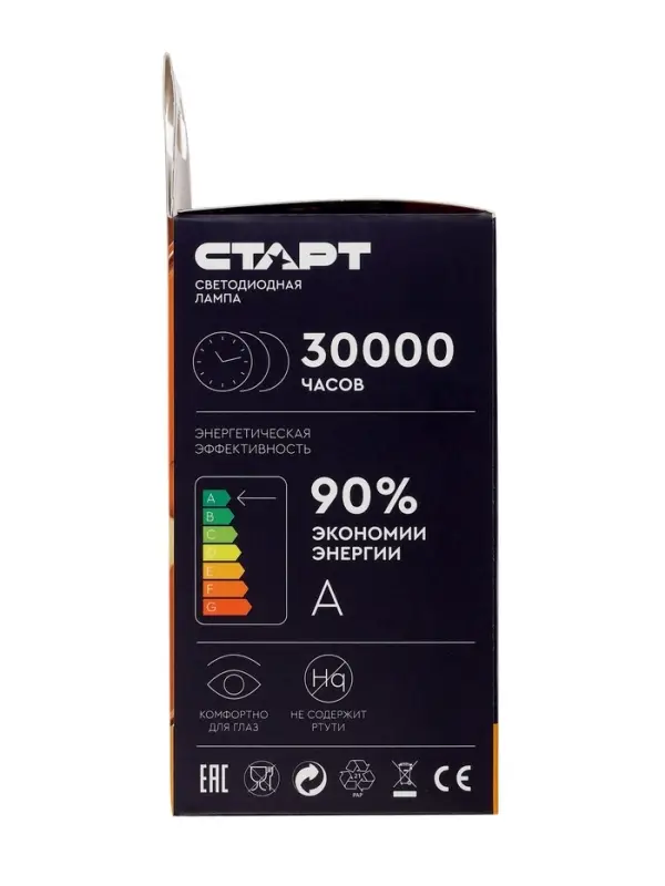Лампа светодиодная СТАРТ, 20 Вт, Е27, А60, 2700К, 1600 Лм, свечение тёплое белое