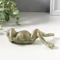 Фигурка чугун &laquo;Лягуха на отдыхе&raquo;, зелёная патина, 14.5&times;8,,8&times;4 см