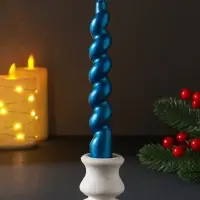 Свеча витая "LUXURY" 25*180 мм, лакированная, синяя Свеча витая "LUXURY" 25*180 мм, лакированная, синяя