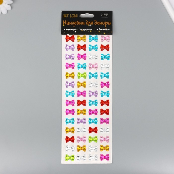Наклейка пластик стразы Наклейка пластик стразы "Милые бантики" 10,5х32 см, МИКС
