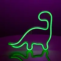 Неоновая вывеска &laquo;Динозавр&raquo; 23.5x24.5 см, от батареек ААх3, USB, свечение зелёное