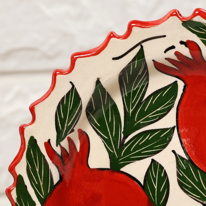 Тарелка Риштанская Керамика Тарелка Риштанская Керамика "Гранаты", 17см, рифлёная