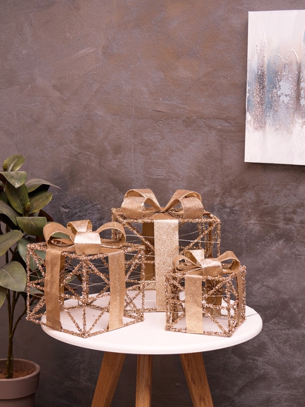 Фигура световая  Фигура световая "Кубы", 25х20х15 см, 90 LED, батарейки ААх8 (не в компл.), свечение тёплое белое