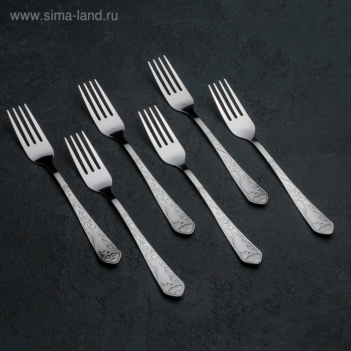 Вилка столовая &laquo;Элегия&raquo;, длина 20 см, толщина 1,5 мм, цвет серебряный