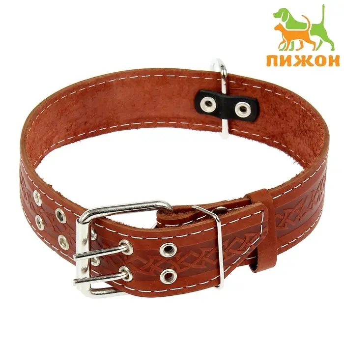Ошейник однослойный, 73&times;4.5 см, ОШ 51-65 см, кожа, МИКС