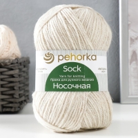 Пряжа для вязания спицами, крючком «Пехорский текстиль. Носочная», 50% шерсть, 50% акрил, 200 м/100 г, (01 белый)