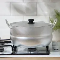 Кастрюля, 8 л, d=28 см, металлическая крышка, штампованный алюминий, серебристая