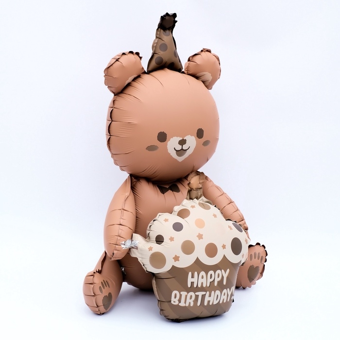 Воздушный шар фольгированный 23 Воздушный шар фольгированный 23" «Мишка с тортом», фигура
