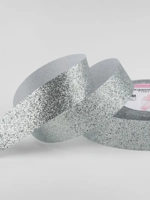 Лента декоративная &laquo;Блёстки&raquo;, 25 мм, 9.1&plusmn;0.5 м, цвет серебряный