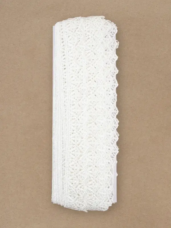 Кружево гипюровое, 30 мм, 9&plusmn;0.5 м, цвет белый