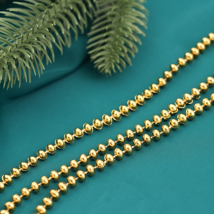 Бусы на ёлку 2 м d-4 мм Бусы на ёлку 2 м d-4 мм "Бусинки" золото