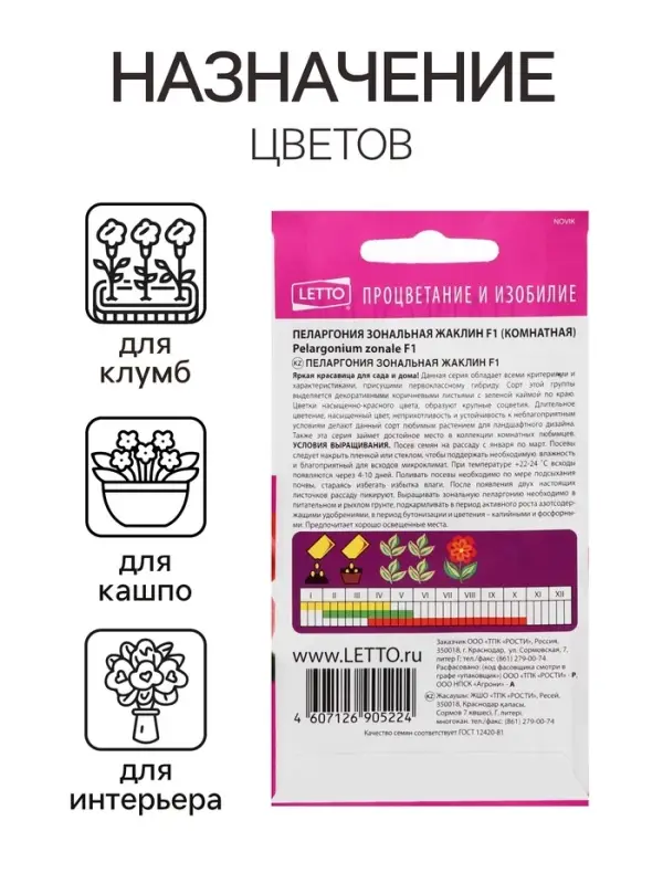 Семена цветов Пеларгония "Жаклин", красная с коричневым листом, F1, 4 шт