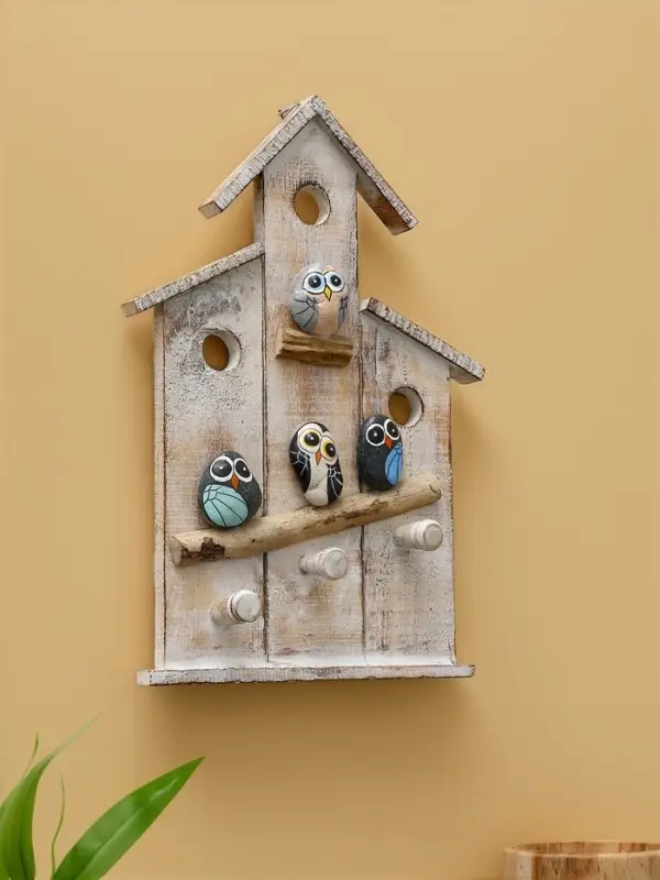 Вешалка Вешалка "Скворечник с воробьями" дерево Албезия 20х5х35 см