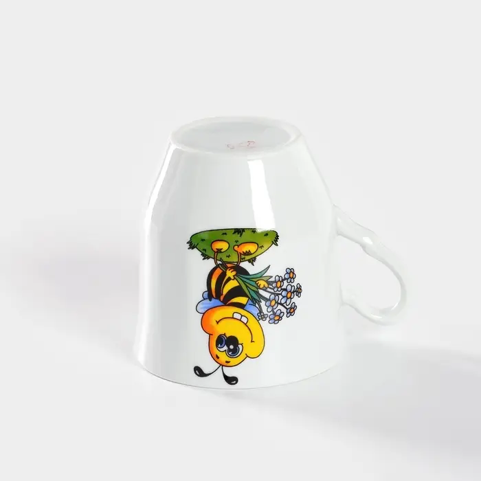 Кружка детская Добрушский завод &laquo;Школьная. Пчёлы&raquo;, 250 мл, фарфор, белая, рисунок МИКС