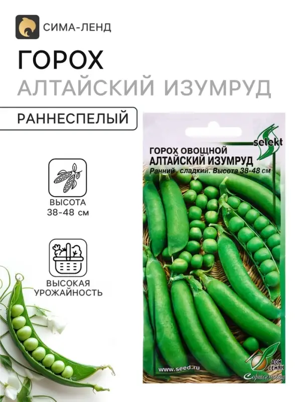 Семена Горох овощной &laquo;Алтайский Изумруд&raquo;, 50 шт., &laquo;Дом семян&raquo;