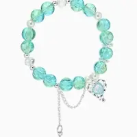 Браслет с подвесками &laquo;Сахарный. Сердце и искра&raquo;, шар № 10/8, d=6 см, зеленый, голубой в серебре