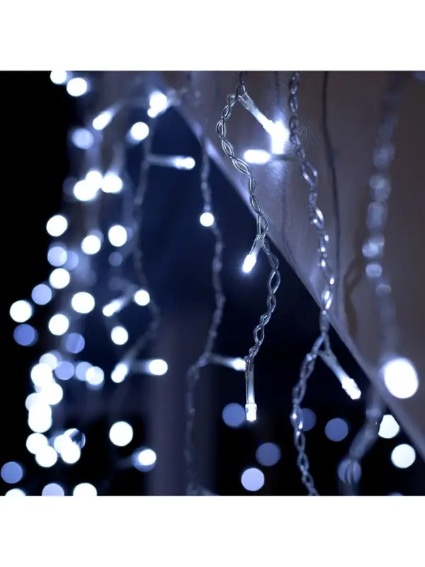 Гирлянда &laquo;Бахрома&raquo; 4&times;0.6 м, IP44, прозрачная нить, 180 LED, свечение белое, 8 режимов, 220 В