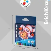 Восковые мелки 12 цветов, ErichKrause Kids Space Animals, трёхгранные