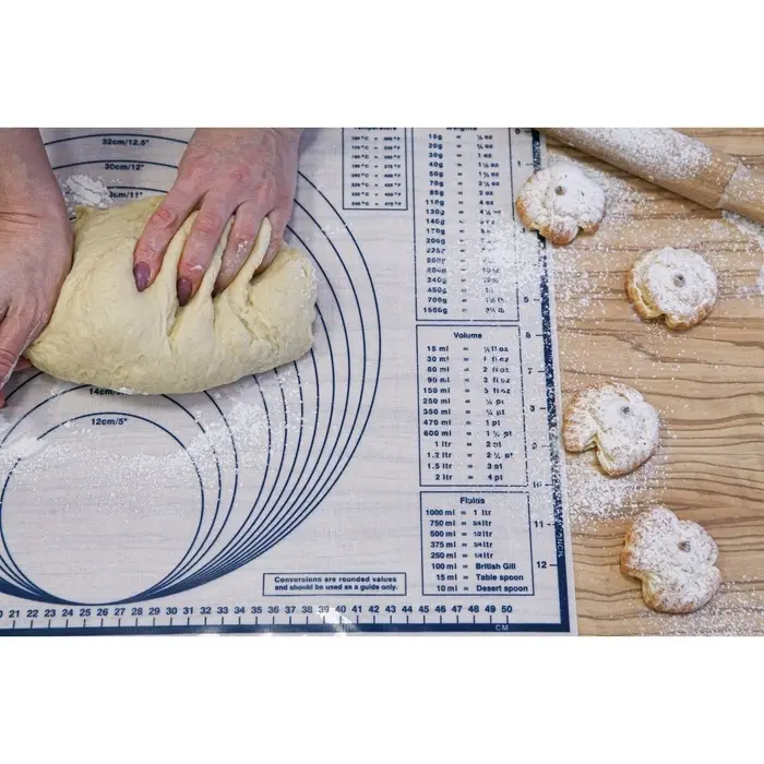 Коврик для выпечки и раскатки теста с разметкой, армированный, силикон, 59&times;38.5 см, белый