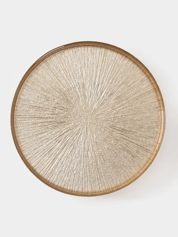 Блюдо для торта &laquo;Кувшинка&raquo;, d=28 см, на ножке, стекло, золотистое