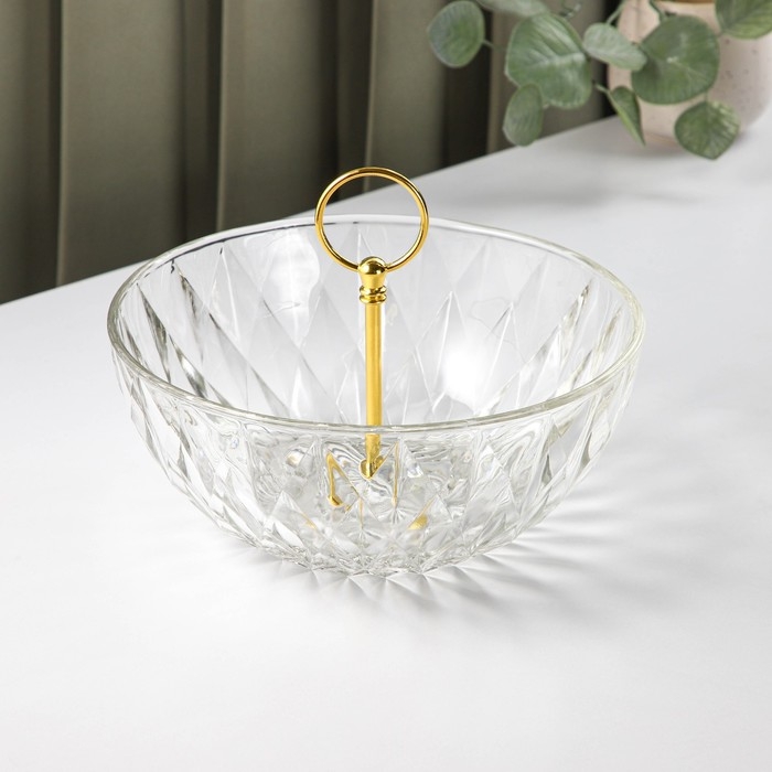 Ваза для фруктов «Круиз» с держателем, d=22.5 см, стекло, прозрачная