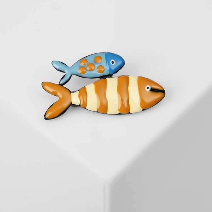 Брошь «Рыбы», цветная в чёрном металле Брошь «Рыбы», цветная в чёрном металле