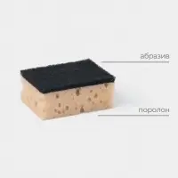 Набор губок для мытья посуды Raccoon &laquo;Лофт&raquo;, 3 шт., 9&times;6.5&times;3.5 см, крупнопористый поролон, бежевый