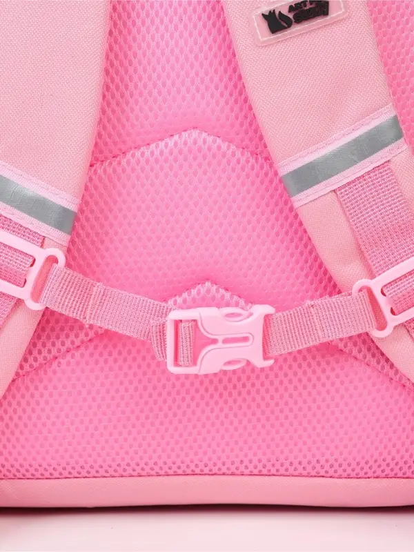 Ранец с эргономичной спинкой квадратный с доп. элементами "Мишка"