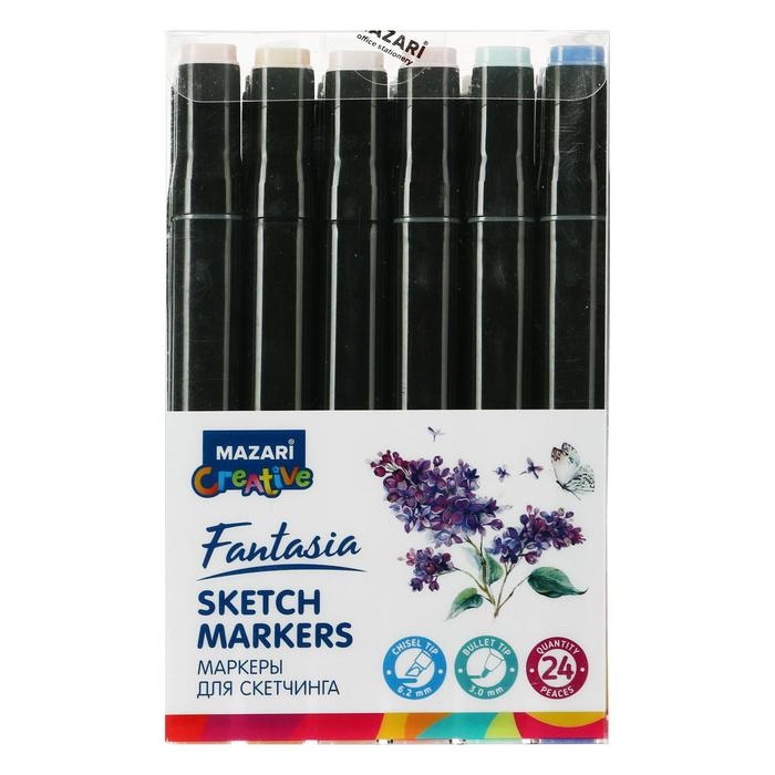 Маркеры для скетчинга двусторонние Mazari Fantasia 24 цвета Grey-Pastel colors (серо-пастельные цвета) Маркеры для скетчинга двусторонние Mazari Fantasia 24 цвета Grey-Pastel colors (серо-пастельные цвета)