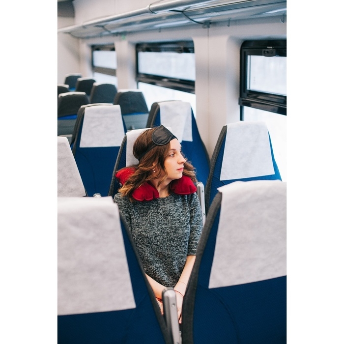 Подушка для шеи дорожная, надувная, 38 × 24 см, цвет бордовый Подушка для шеи дорожная, надувная, 38 × 24 см, цвет бордовый