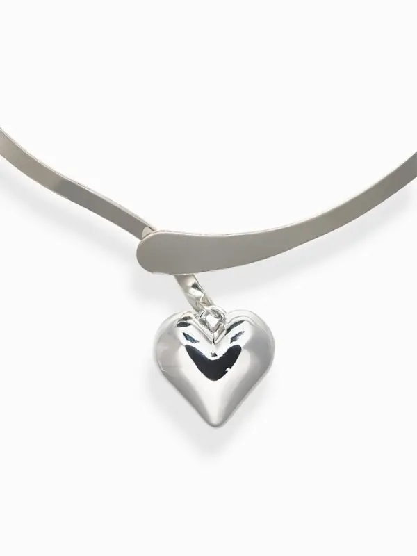 Набор 2 предмета: серьги, чокер «Обруч» сердце, цвет серебро Набор 2 предмета: серьги, чокер «Обруч» сердце, цвет серебро